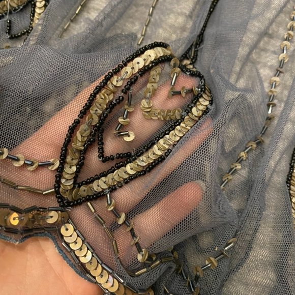 FREE PEOPLE Blue-Gray Sheer Beaded Tank - Picture 7 of 8